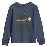 No Kings No Ice No Wars Cat Youth Sweatshirt Funny Political Freedom Activist