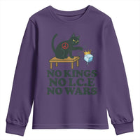 No Kings No Ice No Wars Cat Youth Sweatshirt Funny Political Freedom Activist