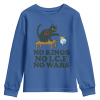 No Kings No Ice No Wars Cat Youth Sweatshirt Funny Political Freedom Activist