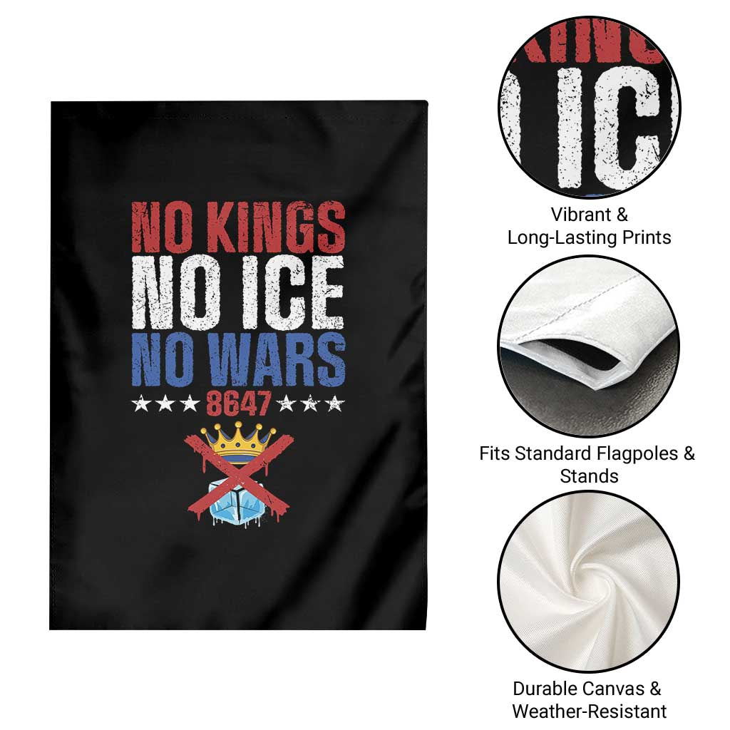 No Kings No Ice No Wars 8647 Garden Flag Rejecting Kings Anti Authoritarian