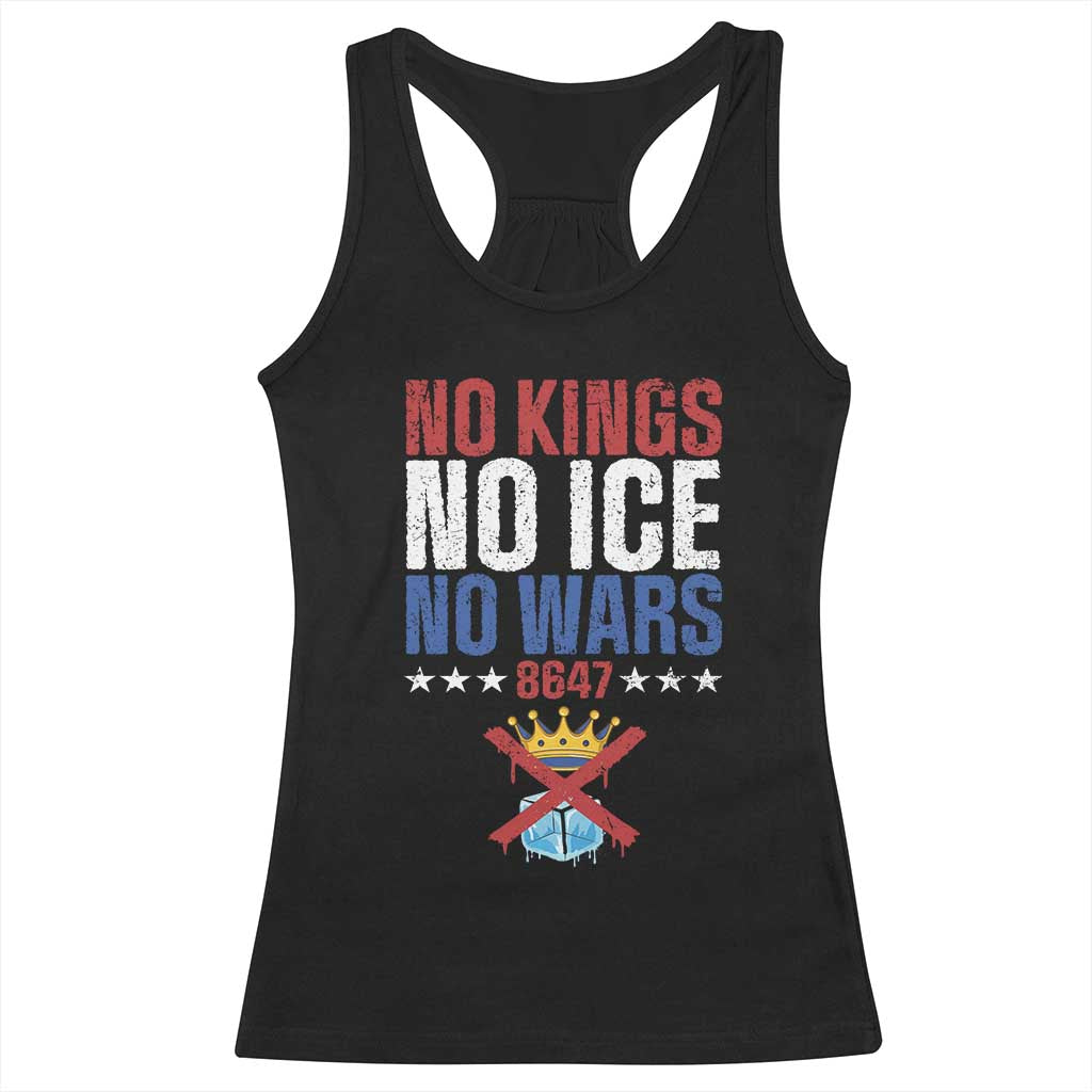 No Kings No Ice No Wars 8647 Racerback Tank Top Rejecting Kings Anti Authoritarian