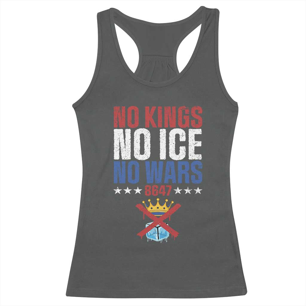 No Kings No Ice No Wars 8647 Racerback Tank Top Rejecting Kings Anti Authoritarian