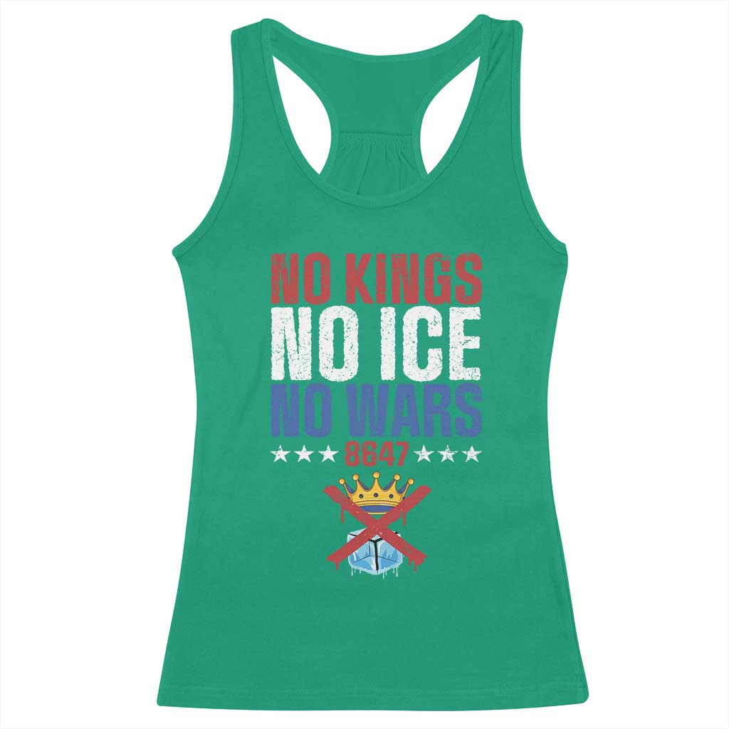 No Kings No Ice No Wars 8647 Racerback Tank Top Rejecting Kings Anti Authoritarian