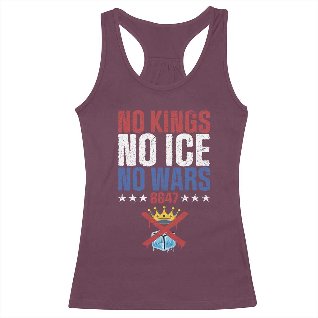 No Kings No Ice No Wars 8647 Racerback Tank Top Rejecting Kings Anti Authoritarian