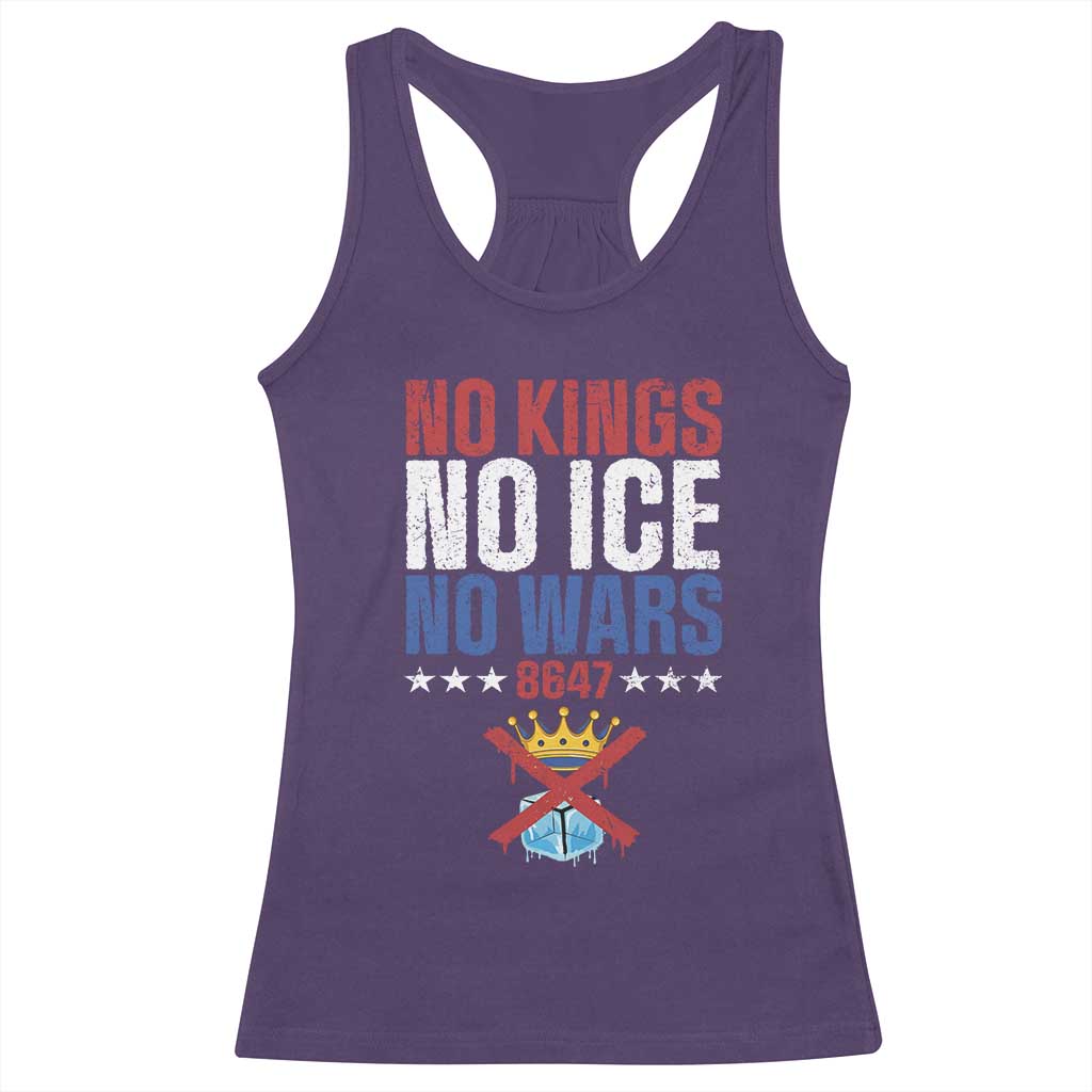 No Kings No Ice No Wars 8647 Racerback Tank Top Rejecting Kings Anti Authoritarian
