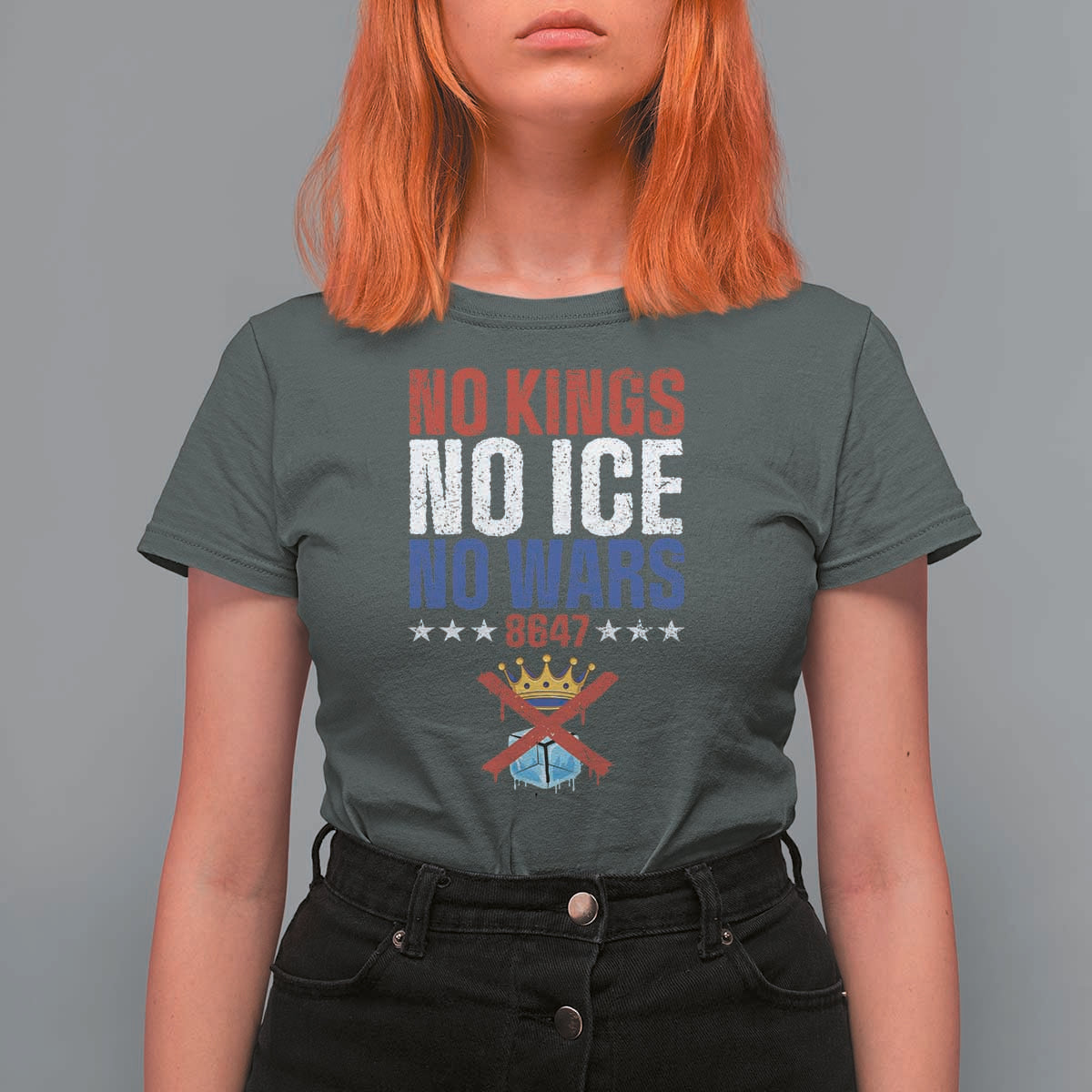 No Kings No Ice No Wars 8647 T Shirt For Women Rejecting Kings Anti Authoritarian