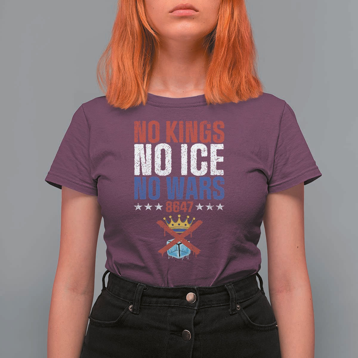 No Kings No Ice No Wars 8647 T Shirt For Women Rejecting Kings Anti Authoritarian