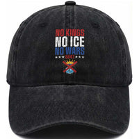 No Kings No Ice No Wars 8647 Washed Cotton Baseball Cap Rejecting Kings Anti Authoritarian