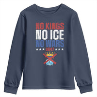 No Kings No Ice No Wars 8647 Youth Sweatshirt Rejecting Kings Anti Authoritarian