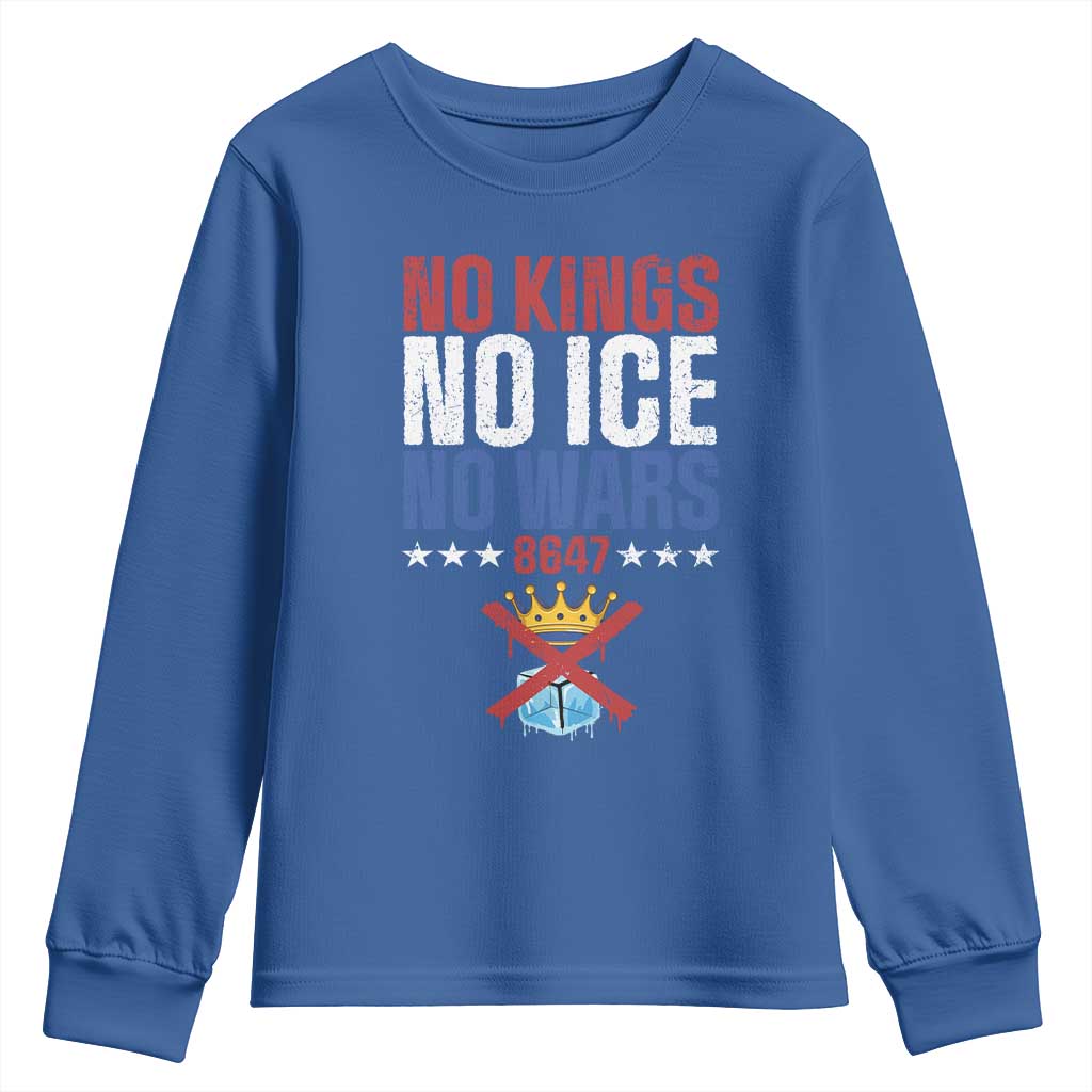 No Kings No Ice No Wars 8647 Youth Sweatshirt Rejecting Kings Anti Authoritarian
