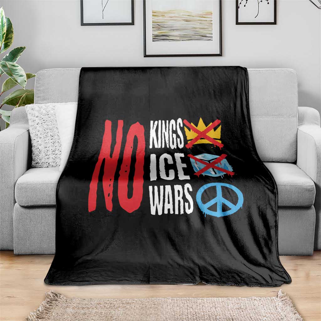 No Kings No Ice No Wars Throw Blanket Political Protest Peace Sign