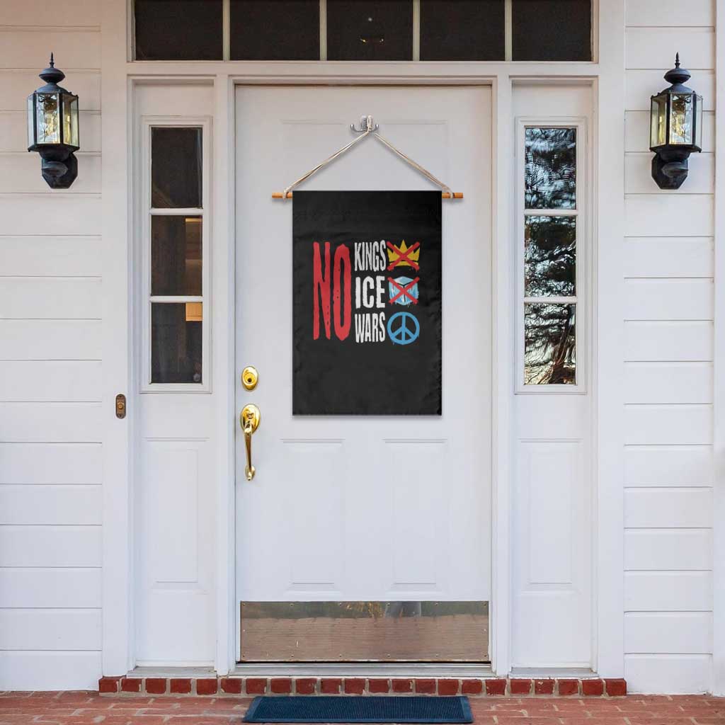 No Kings No Ice No Wars Garden Flag Political Protest Peace Sign