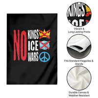 No Kings No Ice No Wars Garden Flag Political Protest Peace Sign