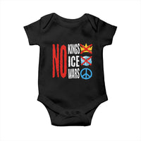 No Kings No Ice No Wars Baby Onesie Political Protest Peace Sign