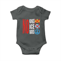 No Kings No Ice No Wars Baby Onesie Political Protest Peace Sign