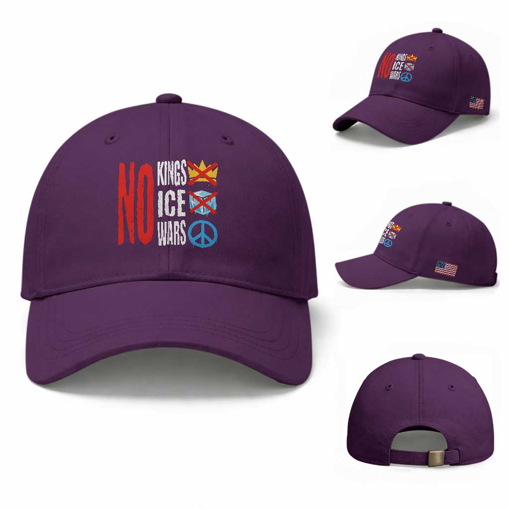 No Kings No Ice No Wars Baseball Cap Political Protest Peace Sign