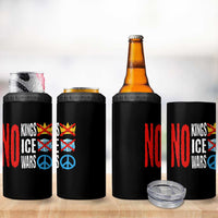 No Kings No Ice No Wars 4 in 1 Can Cooler Tumbler Political Protest Peace Sign