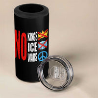 No Kings No Ice No Wars 4 in 1 Can Cooler Tumbler Political Protest Peace Sign