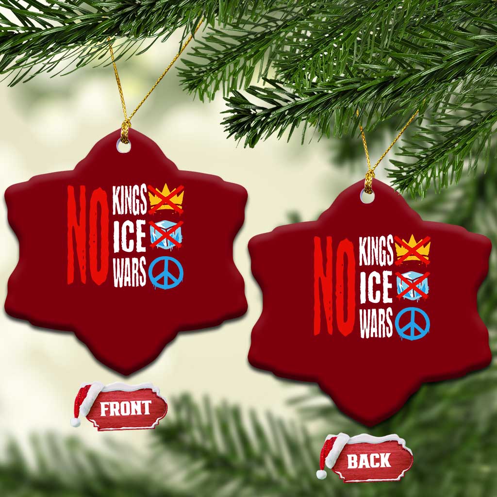 No Kings No Ice No Wars Ceramic Ornament Political Protest Peace Sign