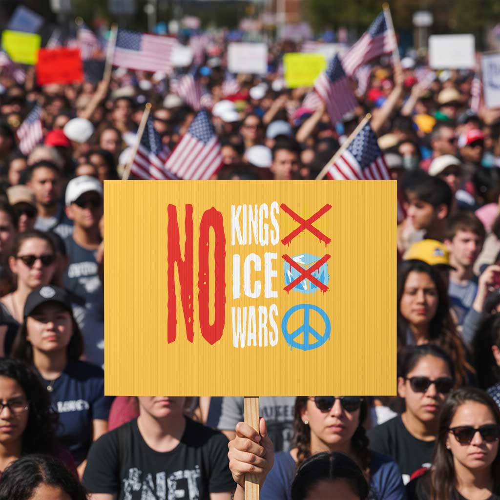 No Kings No Ice No Wars Protest Sign Political Protest Peace Sign
