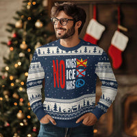 No Kings No Ice No Wars Ugly Christmas Sweater Political Protest Peace Sign