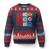 No Kings No Ice No Wars Ugly Christmas Sweater Political Protest Peace Sign