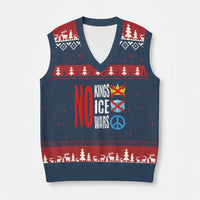No Kings No Ice No Wars V-Neck Knit Sweater Vest Political Protest Peace Sign
