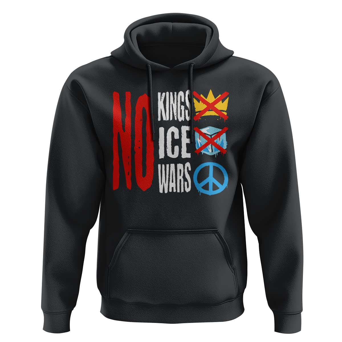 No Kings No Ice No Wars Hoodie Political Protest Peace Sign