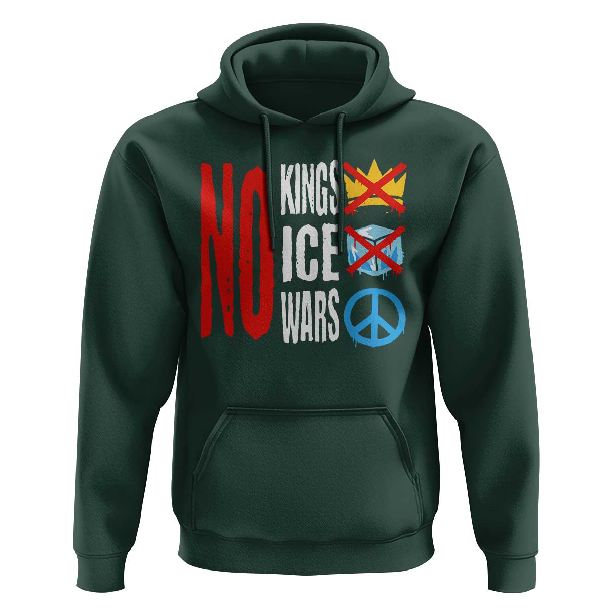 No Kings No Ice No Wars Hoodie Political Protest Peace Sign