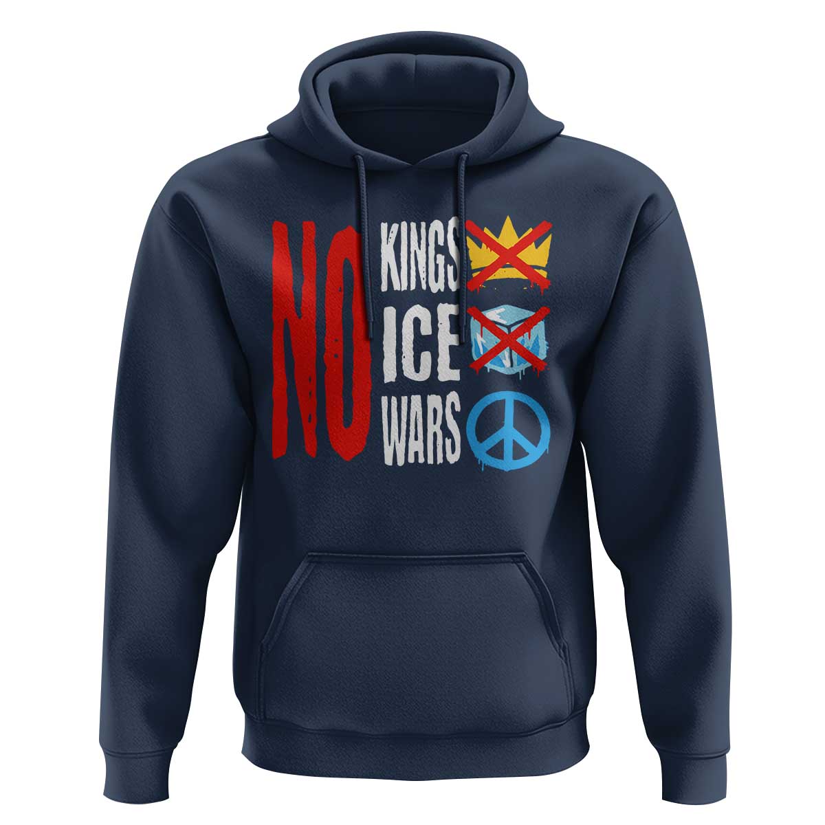 No Kings No Ice No Wars Hoodie Political Protest Peace Sign