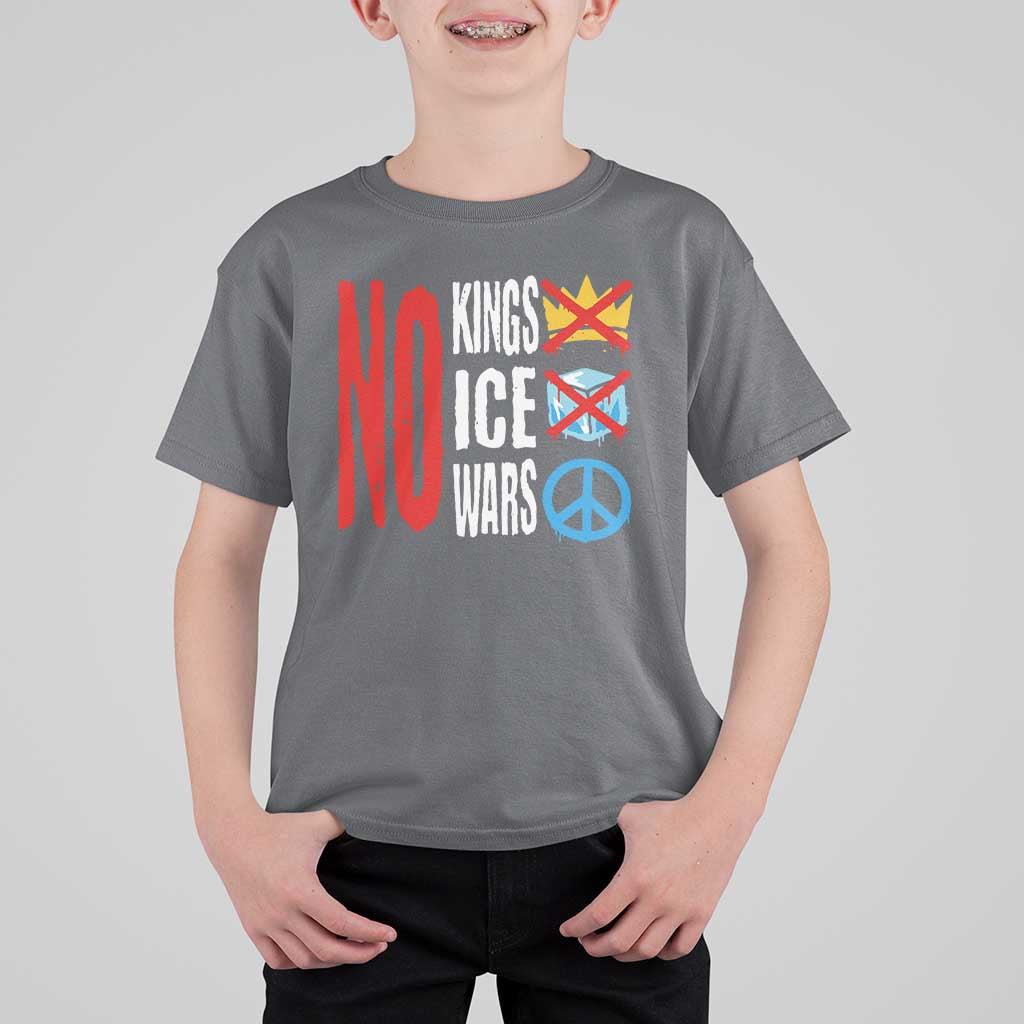No Kings No Ice No Wars T Shirt For Kid Political Protest Peace Sign