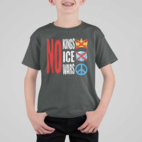 No Kings No Ice No Wars T Shirt For Kid Political Protest Peace Sign