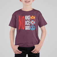 No Kings No Ice No Wars T Shirt For Kid Political Protest Peace Sign