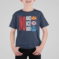 No Kings No Ice No Wars T Shirt For Kid Political Protest Peace Sign