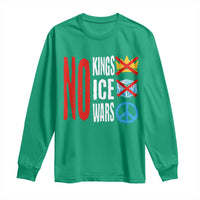 No Kings No Ice No Wars Long Sleeve Shirt Political Protest Peace Sign