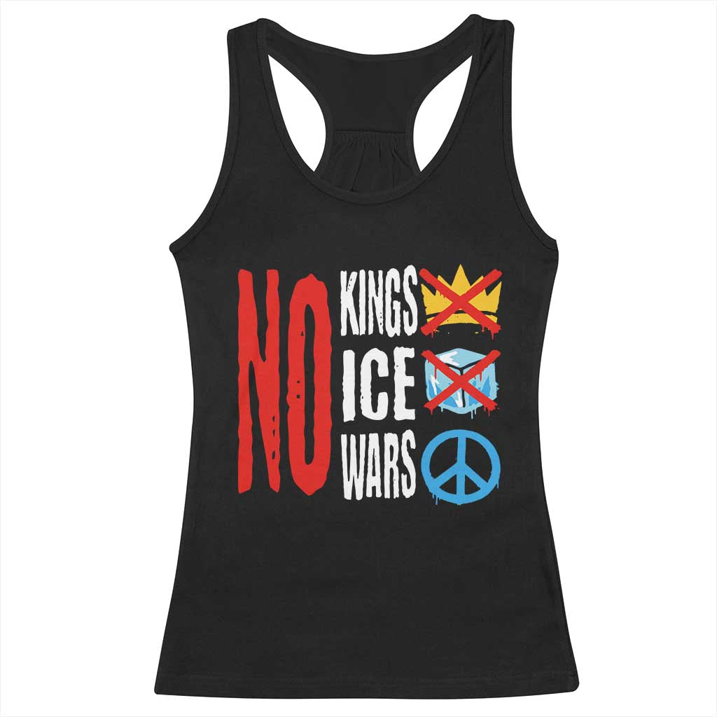 No Kings No Ice No Wars Racerback Tank Top Political Protest Peace Sign