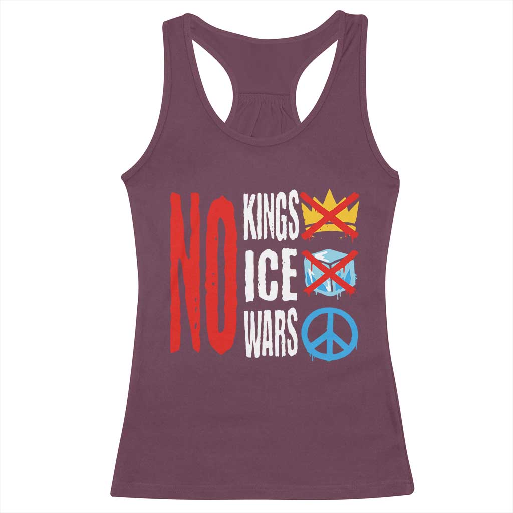 No Kings No Ice No Wars Racerback Tank Top Political Protest Peace Sign