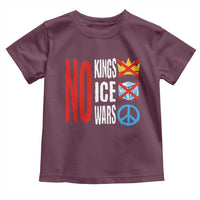 No Kings No Ice No Wars Toddler T Shirt Political Protest Peace Sign