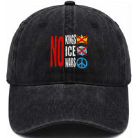 No Kings No Ice No Wars Washed Cotton Baseball Cap Political Protest Peace Sign