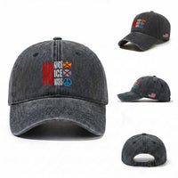 No Kings No Ice No Wars Washed Cotton Baseball Cap Political Protest Peace Sign