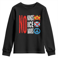 No Kings No Ice No Wars Youth Sweatshirt Political Protest Peace Sign