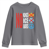 No Kings No Ice No Wars Youth Sweatshirt Political Protest Peace Sign