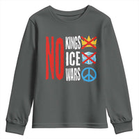 No Kings No Ice No Wars Youth Sweatshirt Political Protest Peace Sign
