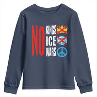 No Kings No Ice No Wars Youth Sweatshirt Political Protest Peace Sign