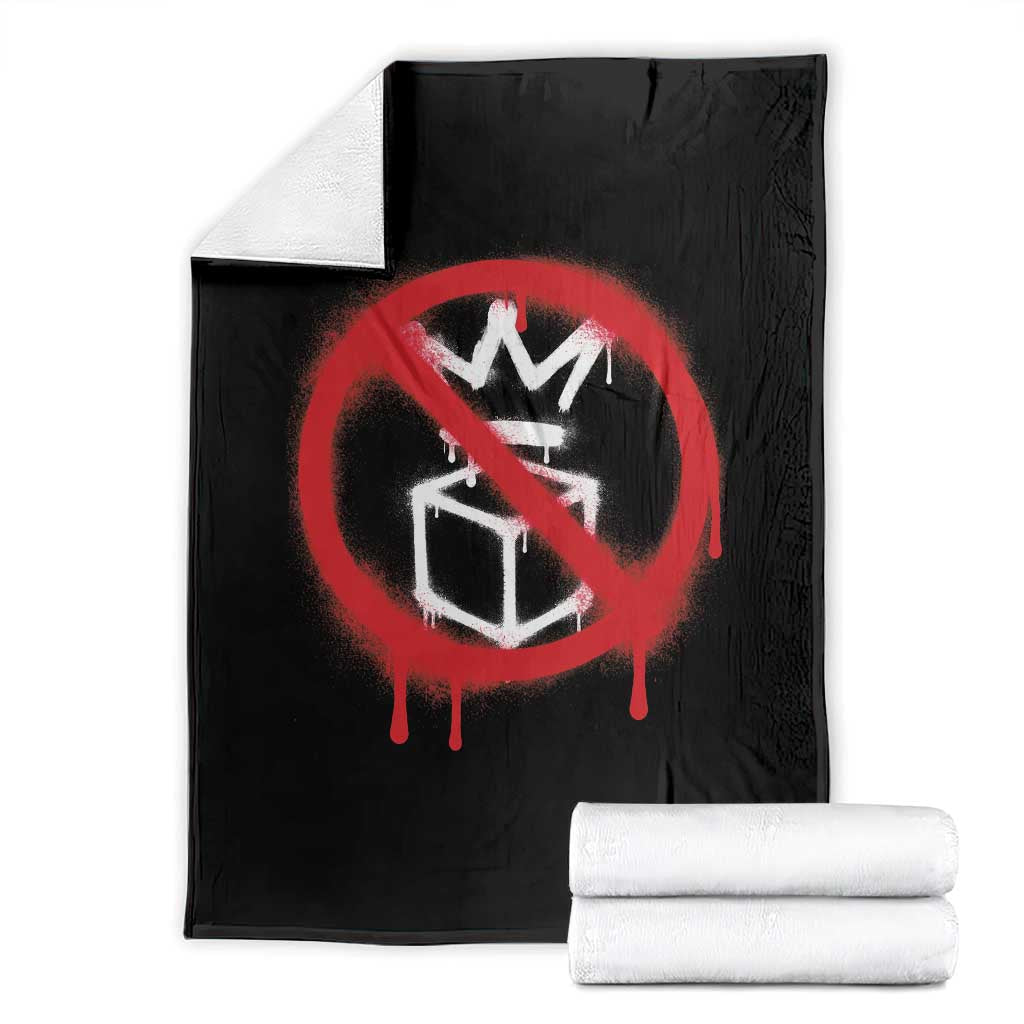No Kings No Ice Protest Throw Blanket Vintage Political Stop Sign Graffiti Graphic