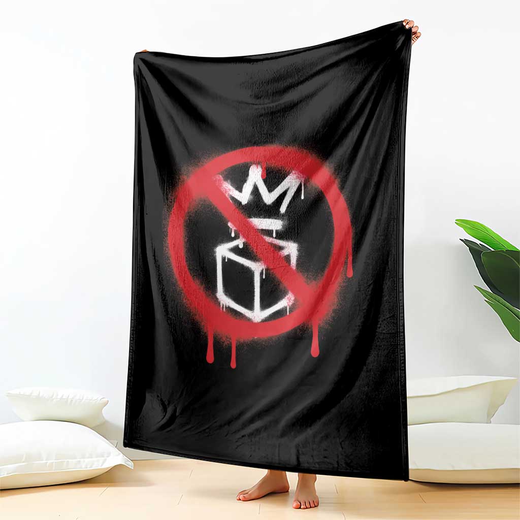 No Kings No Ice Protest Throw Blanket Vintage Political Stop Sign Graffiti Graphic