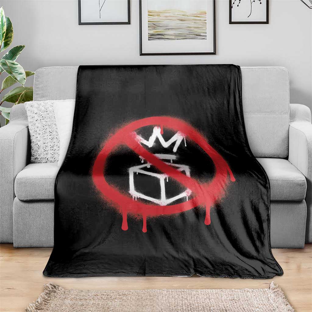 No Kings No Ice Protest Throw Blanket Vintage Political Stop Sign Graffiti Graphic