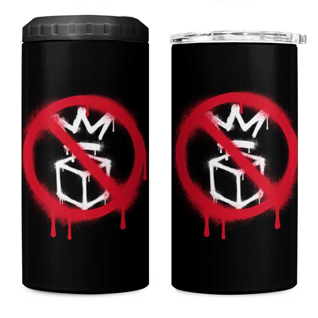 No Kings No Ice Protest 4 in 1 Can Cooler Tumbler Vintage Political Stop Sign Graffiti Graphic
