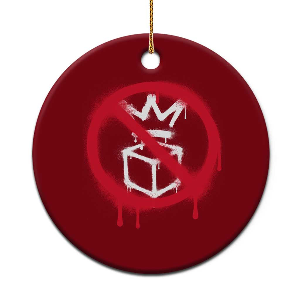No Kings No Ice Protest Ceramic Ornament Vintage Political Stop Sign Graffiti Graphic