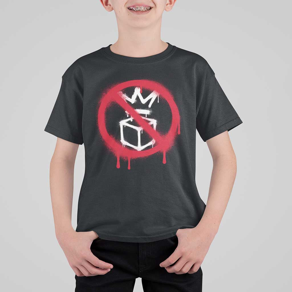 No Kings No Ice Protest T Shirt For Kid Vintage Political Stop Sign Graffiti Graphic